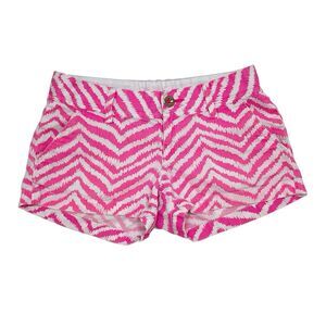 Lilly Pulitzer Walsh Shorts Size 0 Pink Chevron Striped‎ Prep Style 92925 Summer